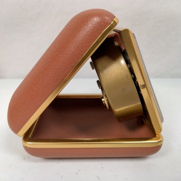 Vintage Seth Thomas Alarm Clock Travel Size Foldable Brown Plastic Case Glowing - Picture 4 of 16